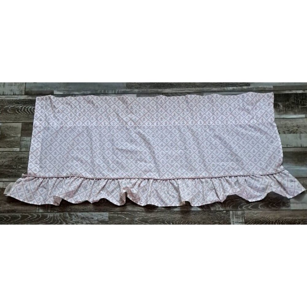 Ruffled Curtain Valance Eyelet Pink Tulips Girls Cottagecore Farmhouse 20x40